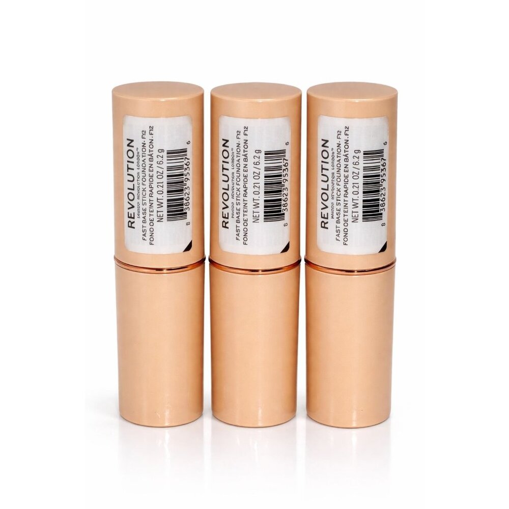 Makeup Revolution Fast Base Stick Foundation F12 0.21oz / 6.2g – Lot of 3 – New